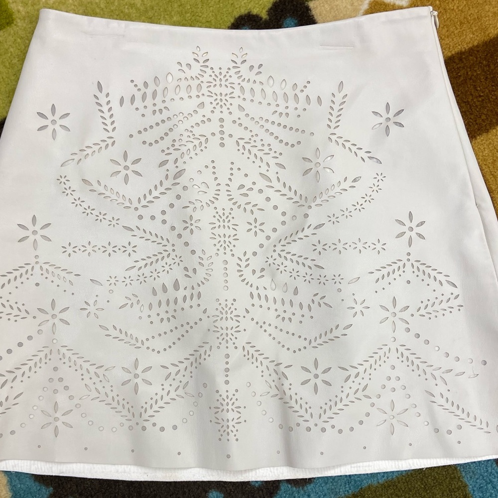 Zara Woman Laser Cut Eyelet Mini Skirt Ivory